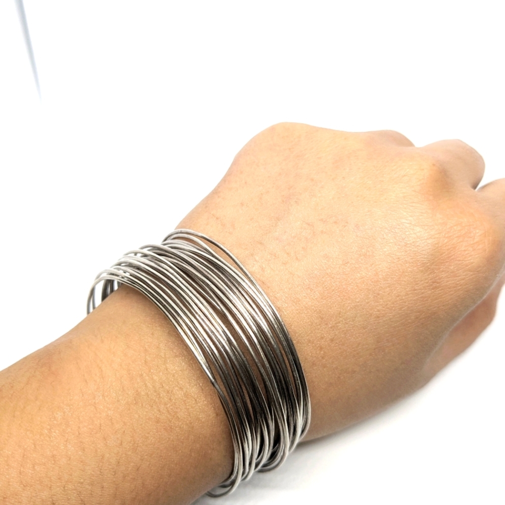Set of 21 thin sterling silver bracelets